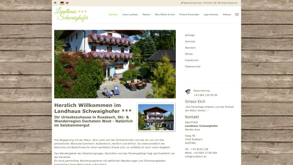 Website Screenshot: APPARTEMENT - PENSION LANDHAUS SCHWAIGHOFER*** - Startseite – Aparthotel Landhaus Schwaighofer in Russbach am Pass Gschütt - Date: 2023-06-26 10:20:26