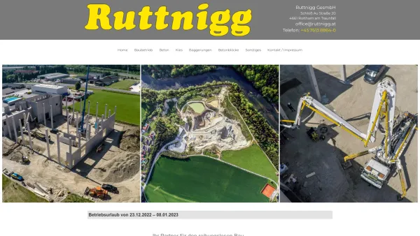 Website Screenshot: Ruttnigg GmbH Baubetrieb Kies Beton Baggerungen - Ruttnigg GmbH - Date: 2023-06-14 10:37:29