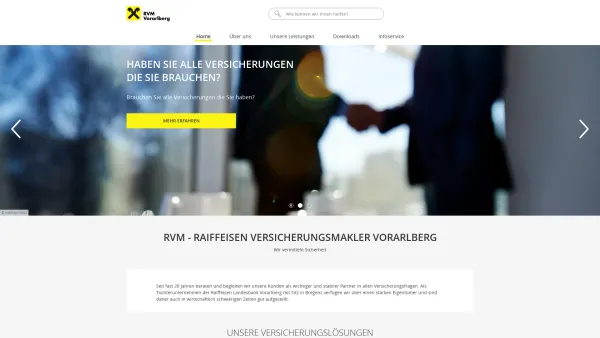 Website Screenshot: RVM Raiffeisen Versicherungsmakler Vorarlberg Raiffeisen Versicherungsmakler Vorarlberg GmbH - Start - Date: 2023-06-26 10:20:26