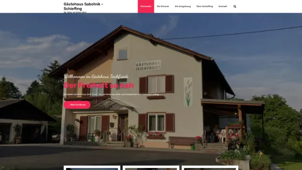Website Screenshot: Gästehaus Teichfriede Schiefling am Wörthersee! - Gästehaus Sabotnik – Schiefling – Der Natur ein Stück näher - Date: 2023-06-26 10:20:29