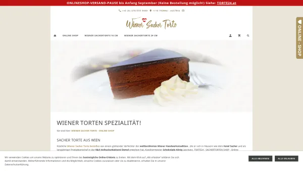 Website Screenshot: Sacher Torte aus Wien - Wiener Sacher Torte | Online Shop - Date: 2023-06-14 10:46:49