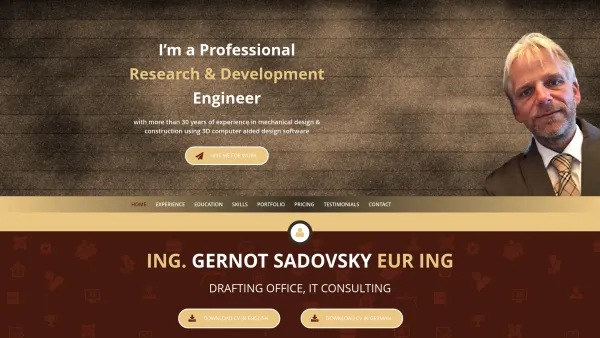 Website Screenshot: Ing. Gernot Sadovsky - Zeichenbüro Ing. Gernot Sadovsky - Date: 2023-06-26 10:20:29