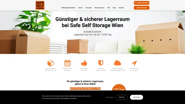 Website Screenshot: Safeselfstorage.at - Selfstorage, Lagerraum mieten in Wien - Safe Self Storage, Lagerraum Wien - Date: 2023-06-14 10:44:54