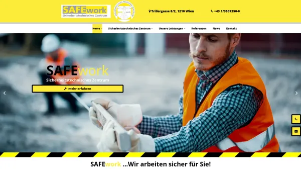 Website Screenshot: SAFEwork GESELLSCHAFT FÜR ARBEITSSICHERHEIT GmbH - Sicherheitstechnisches Zentrum in Österreich - Sicher arbeiten mit SAFEwork - Date: 2023-06-26 10:20:29