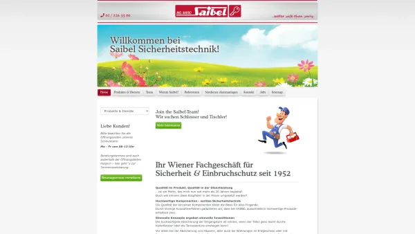 Website Screenshot: Ing. Josef Saibel Sicherheitstechnik - Einbruchschutz / Sicherheitstüren / Alarmanlagen - Saibel Sicherheitstechnik Wien - Date: 2023-06-26 10:20:31