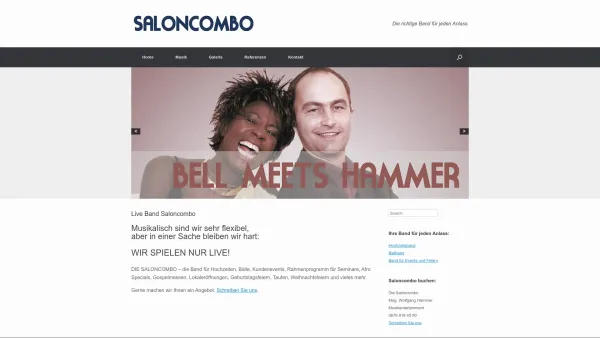 Website Screenshot: Saloncombo  Tanz und Unterhaltungsmusik auf höchstem Niveau - Die Saloncombo - Ballband, Hochzeitsband, Band für Events - Date: 2023-06-26 10:20:32