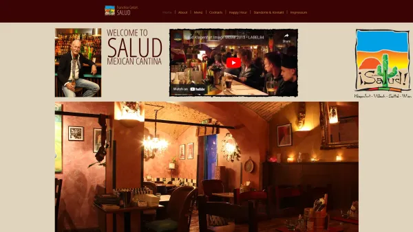 Website Screenshot: Mexican Cantina SALUD Restaurants Cocktailbars - Home | salud - Date: 2023-06-26 10:20:32