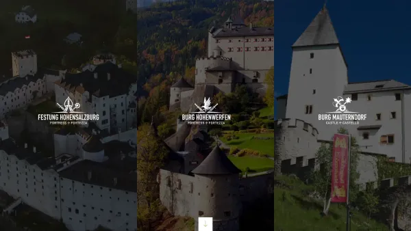 Website Screenshot: Portal der Salzburger Burgen und Schlösser Festung Hohensalzburg Residenz zu Salzburg Erlebnisburg Hohenwerfen Burgerlebnis Mauter - Salzburg castles & palaces - Date: 2023-06-26 10:20:32