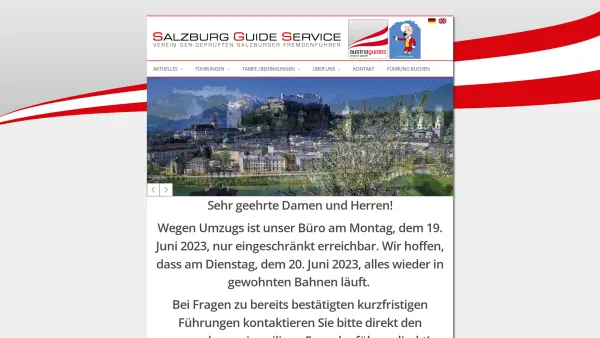 Website Screenshot: Verein d geprüften Salzburger SGS Salzburg Guide Service - Salzburg Guide Service - Verein der geprüften Salzburger Fremdenführer - Date: 2023-06-26 10:20:35