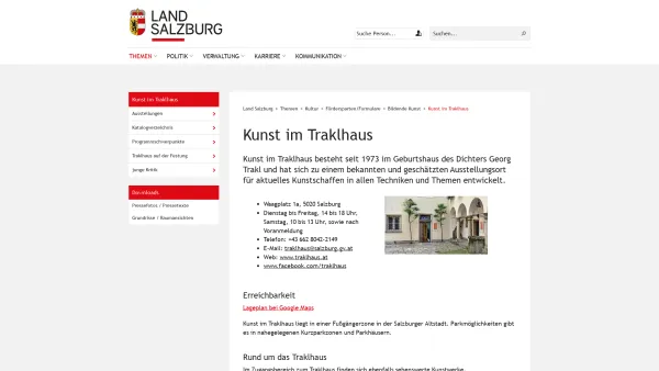 Website Screenshot: GALERIE TRAKLHAUS - Land Salzburg - Kunst im Traklhaus - Date: 2023-06-26 10:20:35
