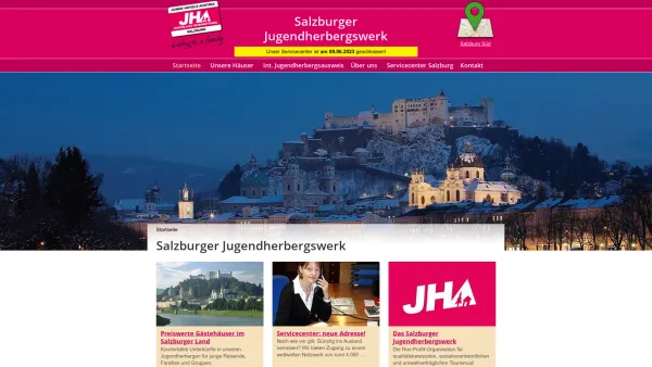 Website Screenshot: Salzburger Jugendherbergswerk Jugendherbergen in Salzburg, Österreich - Salzburger Jugendherbergswerk: Jugendherbergen Salzburg, Österreich - Date: 2023-06-15 16:02:34