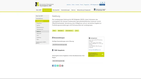 Website Screenshot: BÖP Salzburg Berufsverband Österreichischer Psychologinnen und Psychologen Salzburg - Salzburg · BÖP - Date: 2023-06-26 10:20:35