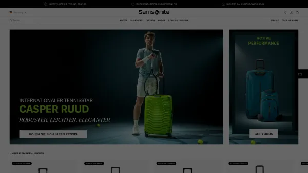 Website Screenshot: Samsonite travel solutions luggage handbags backpacks computer cases - Gepäck und Taschen | Samsonite Deutschland - Date: 2023-06-26 10:20:35