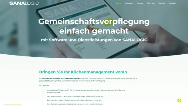 Website Screenshot: Sanalogic Gemeinschaftsverpflegungs-Logistik GmbH - SANALOGIC – Gemeinschaftsverpflegung einfach gemacht - Date: 2023-06-26 10:20:35