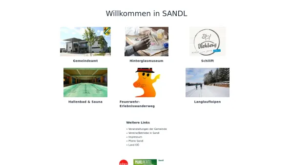 Website Screenshot: Gemeindeamt Sandl - sandl.at - Willkommen in Sandl - Date: 2023-06-26 10:20:38