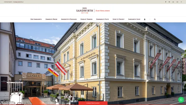 Website Screenshot: Hotel Sandwirth**** - Das Hotel im Zentrum von Klagenfurt - Der Sandwirth - Date: 2023-06-14 10:44:57