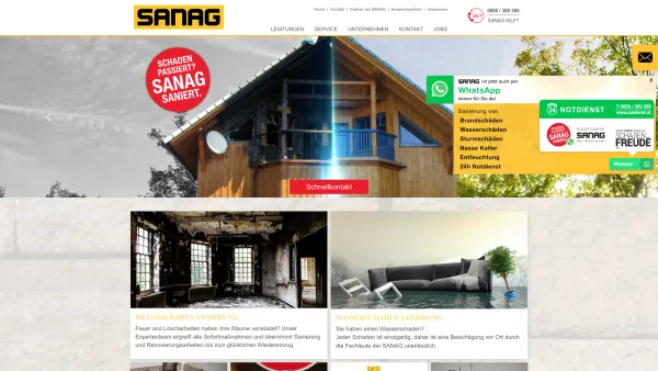 Website Screenshot: Die Sanierer SANAG Schadenservice - SANAG Sanierung GmbH • Brand- & Wasserschadensanierung - Date: 2023-06-26 10:20:38