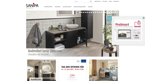 Website Screenshot: SANITÄR SANIPA Badewelt Badmöbel Spiegelschränke Waschtische - Sanipa Badmöbel: Home - Date: 2023-06-15 16:02:34