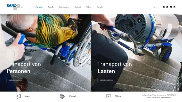 Website Screenshot: SANO Transportgeraete GmbH - ▷ Elektrische Treppensteiger & Treppenraupen (Treppensteiggerät - Treppenhebehilfe - Personentransporter) für die Beförderung von Lasten oder Personen über Treppen | SANO Transportgeraete GmbH - Date: 2023-06-26 10:20:38
