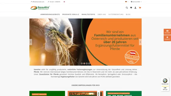 Website Screenshot: Sanovit - Mag.Wolfgang Pfeifer KEG - SanoVet - Futterergänzung für Pferde - Date: 2023-06-26 10:20:38