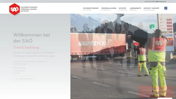Website Screenshot: SAÖ  Sicherheitsakademie für Österreich Volderauer KG - SAÖ Tirol & Salzburg - Detektei | Sicherheitsdienst | Personalleasing - Date: 2023-06-26 10:26:43