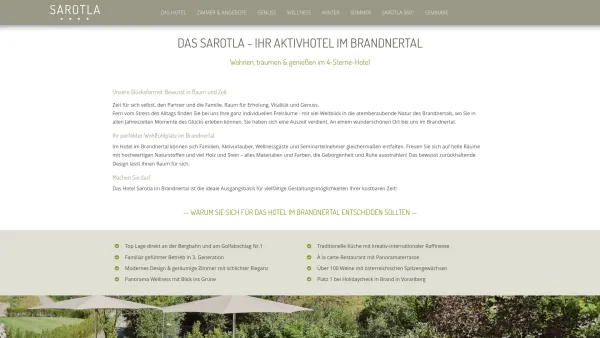 Website Screenshot: Hotel Sarotla - Hotel SAROTLA im Brandnertal, Vorarlberg - Hotel Sarotla - Date: 2023-06-14 10:44:57