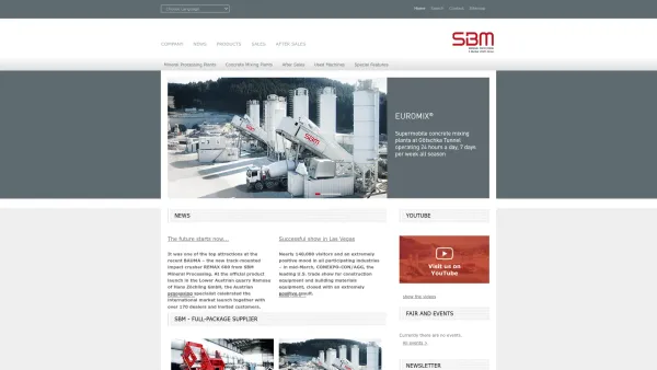 Website Screenshot: SBM Mineral Processing GmbH - SBM Mineral Processing GmbH, Austria - Mineral processing plants mobile & stationary, Concrete mixing plants - Date: 2023-06-26 10:20:41