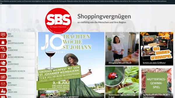 Website Screenshot: SBS St. Johann Bischofshofen Schwarzach Selbstbewußt shoppen der Einkaufsmeile!! - SBS - Date: 2023-06-26 10:20:41