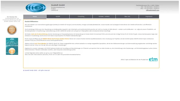 Website Screenshot: ScaSoft GmbH - :: Scasoft GmbH :: Prozessvisualisierung :: SCADA WinCC OA - Date: 2023-06-26 10:20:41