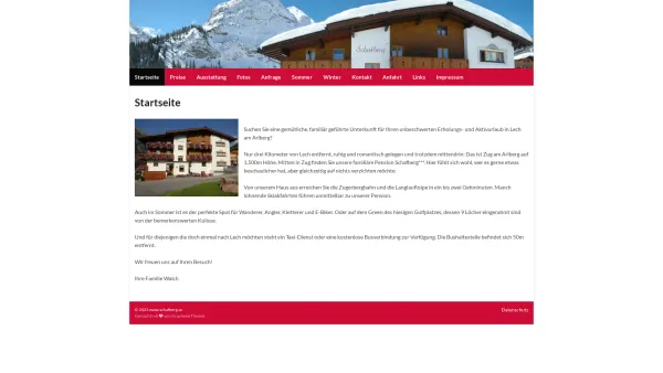 Website Screenshot: Pension Schafberg - www.schafberg.at – Urlaub in Lech am Arlberg - Date: 2023-06-26 10:20:44