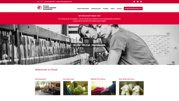 Website Screenshot: Ötztaler Schafwollzentrum Regensburger GmbH - Willkommen im Ötztal! ? Ötztaler Schafwollzentrum - Date: 2023-06-15 16:02:34
