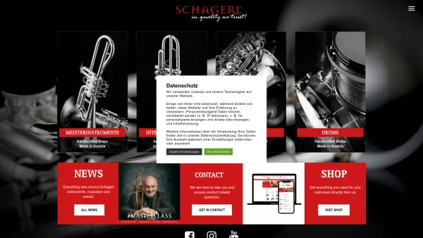 Website Screenshot: Karl Schagerl MEISTERINSTRUMENTE INSTRUMENTENHANDEL NOTENVERSAND - Schagerl Music GmbH - Date: 2023-06-14 10:45:00
