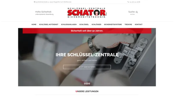 Website Screenshot: Schlüsselzentrale Schator Schator Schlüsselzentrum Klagenfurt - Schlüssel-Zentrale Schator in Klagenfurt am Wörthersee - Schlüsseldienst in Klagenfurt - Date: 2023-06-26 10:20:44