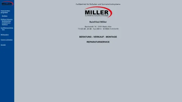 Website Screenshot: Miller Sonnenschutzfachhandel - Miller - Sonnenschutzfachhandel - Date: 2023-06-26 10:20:47