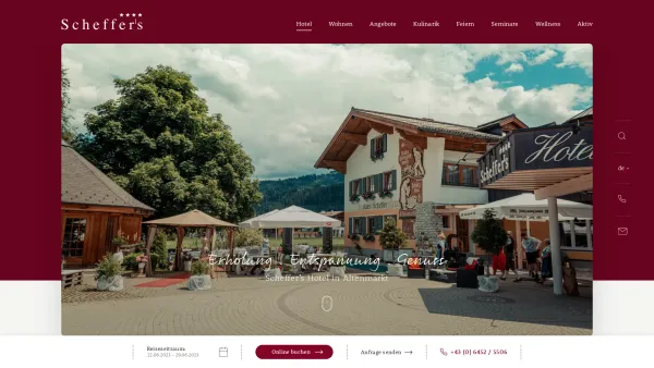 Website Screenshot: Scheffers Hotel - Scheffer's 4 Sterne Hotel Altenmarkt,Urlaub in Salzburg, Österreich - Date: 2023-06-26 10:20:47