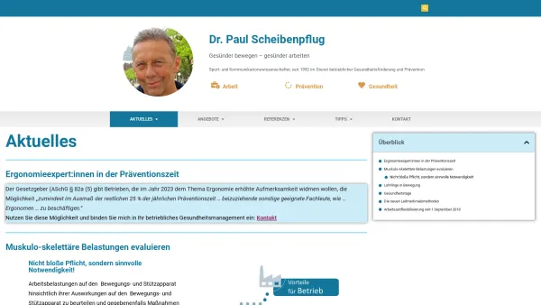 Website Screenshot: Dr. Paul Scheibenpflug, Occupational Health Services - Startseite - Dr. Paul Scheibenpflug - Date: 2023-06-26 10:20:47