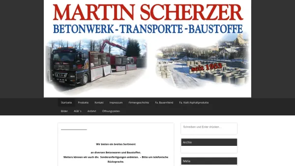 Website Screenshot: Martin MartScherzer Betonwerk und Transporte - Martin Scherzer Beton – Transporte - Date: 2023-06-26 10:20:50