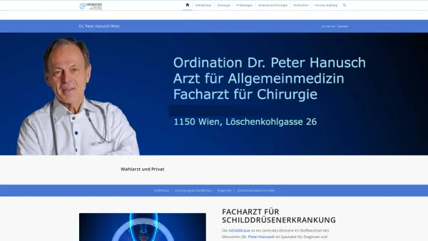 Website Screenshot: Dr. Peter Hanusch Facharzt für Chirurgie KFA BVA SVA VAVB und Privat - Chirurg Wien Facharzt Hämorrhoiden Dr. Hanusch | Schilddrüsenoperation - Date: 2023-06-26 10:20:50