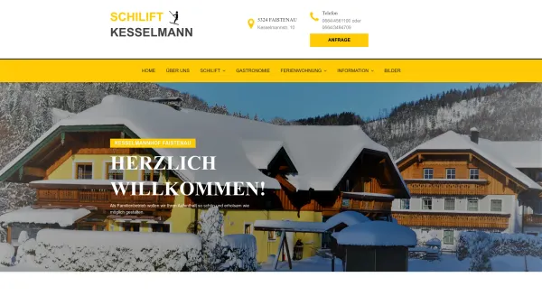 Website Screenshot: Schilift Kesselmann - Ferienwohnung, Appartement und Schilift Kesselmannhof in Faistenau - Salzkammergut Land Salzburg - Date: 2023-06-26 10:20:50