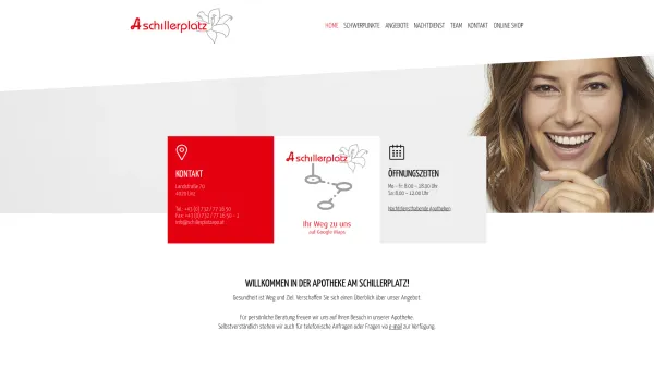 Website Screenshot: Apotheke am Schillerplatz Start - Schillerplatz – Ihre Apotheke in Linz - Date: 2023-06-26 10:20:50