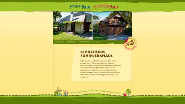 Website Screenshot: Koller Urlaub Ferienhaus Schillihaus oder Fuhrwerkhaus - Schillihaus | Komfortable Ferienhäuser in der Urlaubsregion Murtal - Date: 2023-06-26 10:20:50
