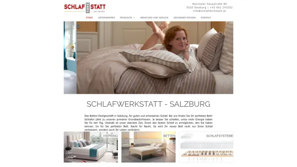 Website Screenshot: SCHLAFWERKSTATT Salzburg - Schlafwerkstatt Salzburg - Boxspring-Betten und Matratzen - Schlafberatung - Date: 2023-06-26 10:20:53