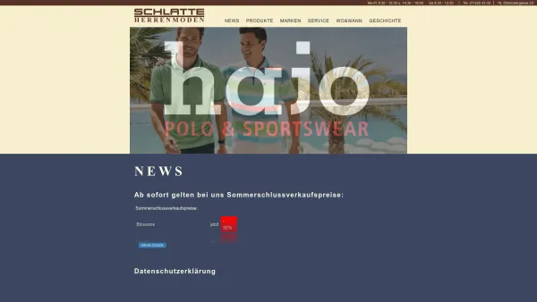 Website Screenshot: Schlatte Modezentrum für Damen und Herrenmoden - SCHLATTE Herrenmoden - Ihr Herrenausstatter in 1190 Wien - Date: 2023-06-26 10:20:53