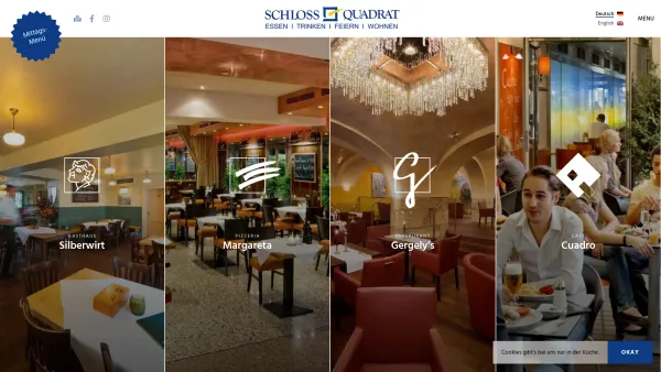 Website Screenshot: Schlossquadrat Wien - Schlossquadrat – Vier Lokale mit Gastgärten zum Essen, Trinken & Feiern - Date: 2023-06-26 10:20:56