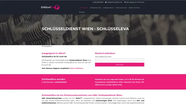 Website Screenshot: SchlüsselEva - Schlüsseldienst Wien - Seriöser Aufsperrdienst - SchlüsselEva - Date: 2023-06-26 10:26:43