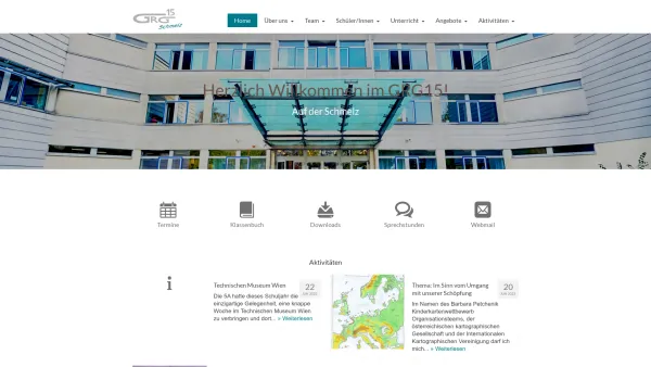 Website Screenshot: Bundesgymnasium Bundesrealgymnasium u wirtschaftskundliches Bundesrealgymnasium f GRG Schmelz Startseite - GRG15 – Auf der Schmelz - Date: 2023-06-26 10:20:56