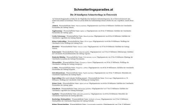 Website Screenshot: schmetterlingsparadies.at - Schmetterlinge in Österreich - Schmetterlingsparadies.at - Date: 2023-06-26 10:20:56