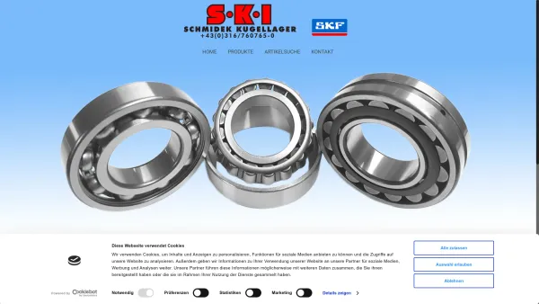 Website Screenshot: Alfred SKI Schmidek Kugellager Industriebedarf Industrie Graz - Home - Schmidek - Date: 2023-06-26 10:20:56