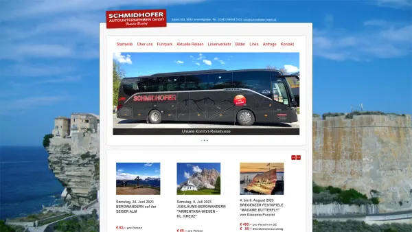 Website Screenshot: Schmidhofer Autounternehmen GmbH - Schmidhofer Reisen - Kulturreisen, Städtereisen, Ausflugsfahrten - Date: 2023-06-26 10:20:56