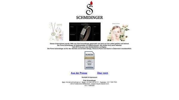 Website Screenshot: Schmidinger Schmuckgroßhandel - Startseite - schmidinger.at - Date: 2023-06-26 10:20:58